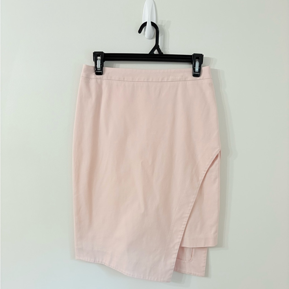 VERONIKA MAINE Baby Pink Asymmetrical Hem Pencil Skirt Womens Sz 8 Office Career